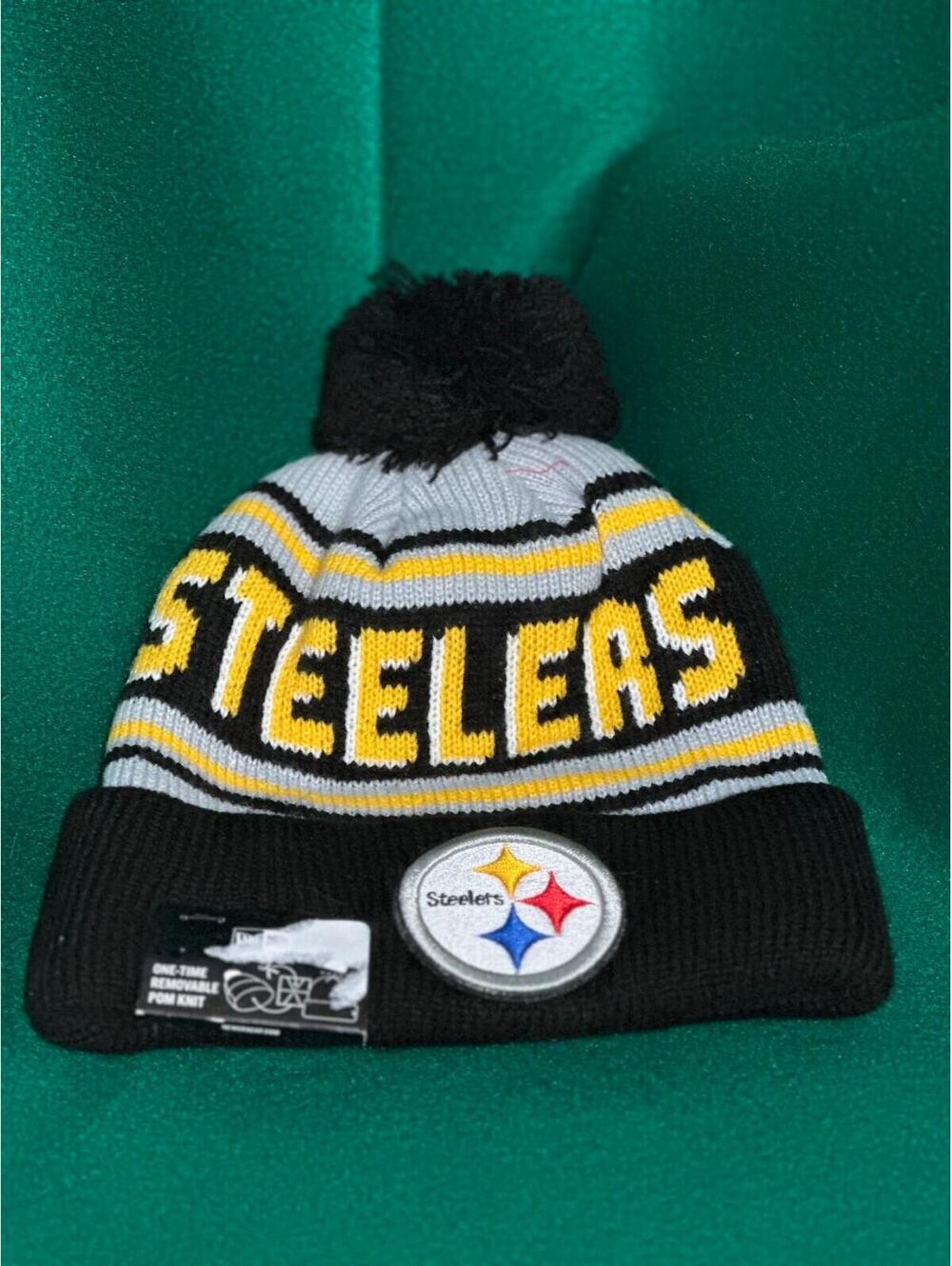 New Era Pittsburgh Steelers Logo Knit Pom Top Cap Beanie